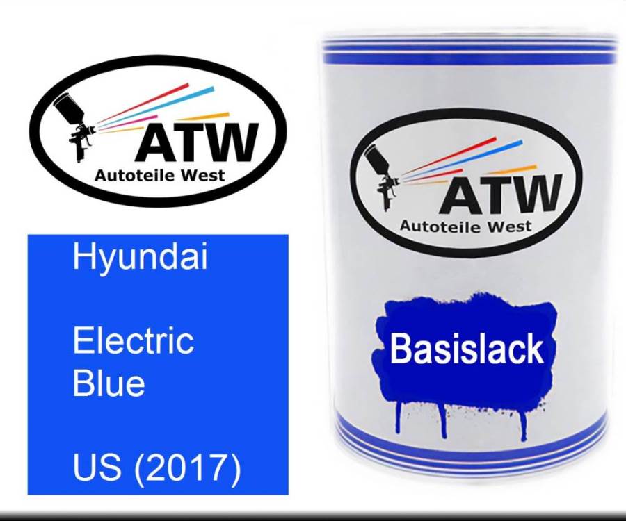 Hyundai, Electric Blue, US (2017): 500ml Lackdose, von ATW Autoteile West.